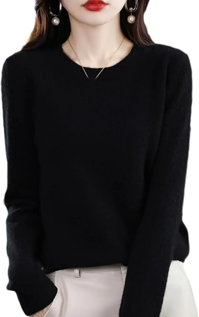 100% Cashmere Crew Neck Long Sleeve Soft Pullover Sweater Women's Cashmere Sweater
