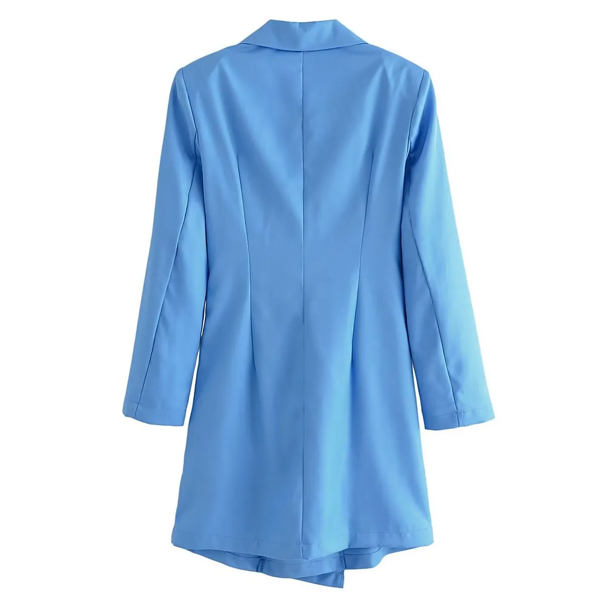 2022 Autumn New Design Asymmetrical Slim Waist Blue Blazer Dress