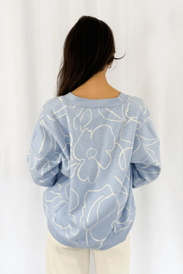 Abstract Floral Button Down Cardi
