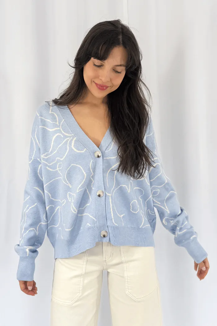 Abstract Floral Button Down Cardi