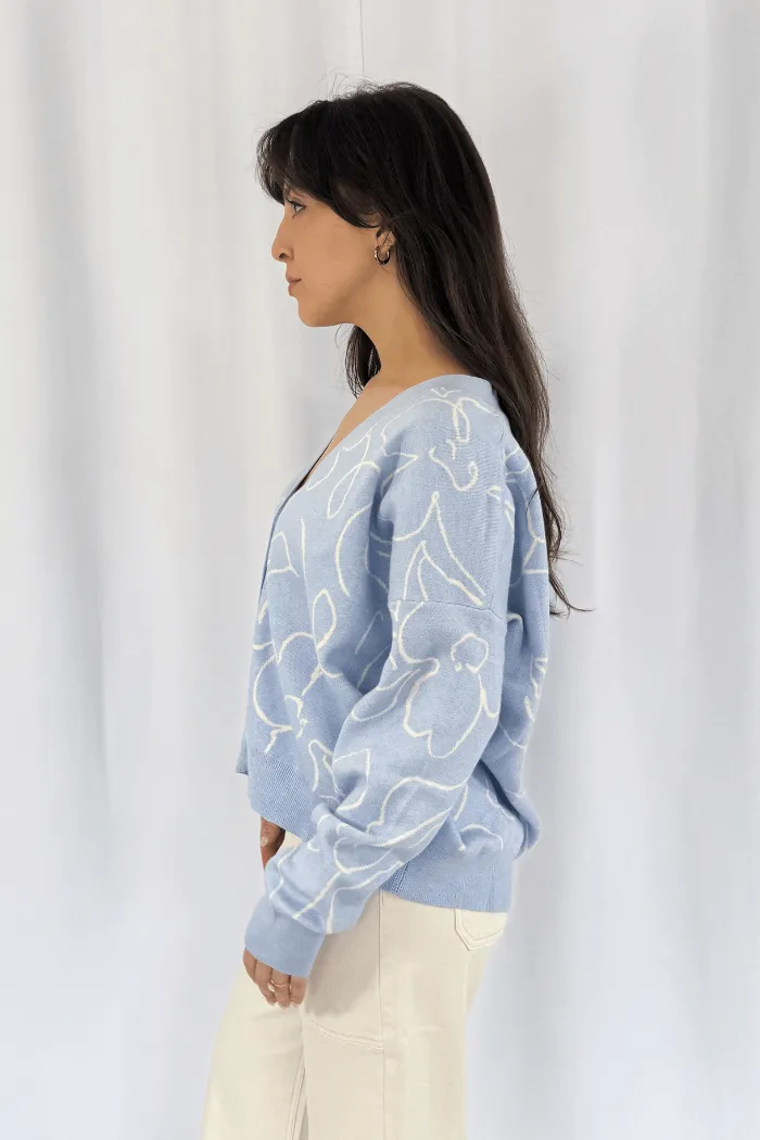 Abstract Floral Button Down Cardi