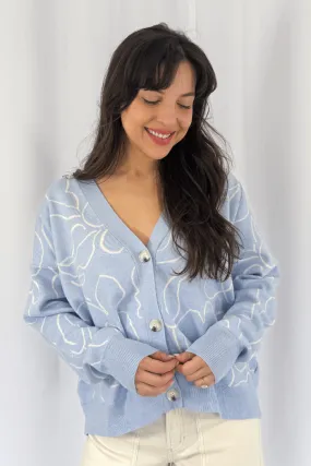 Abstract Floral Button Down Cardi