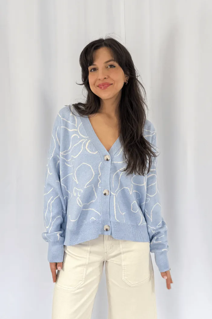 Abstract Floral Button Down Cardi