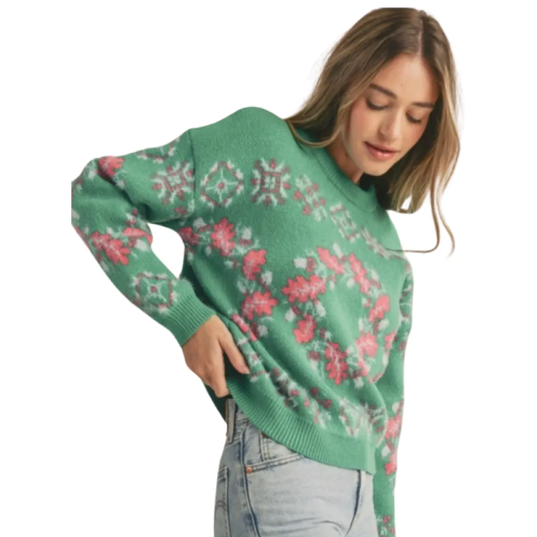 Apparel- En Merci Mixed Knit Faire Isle Sweater