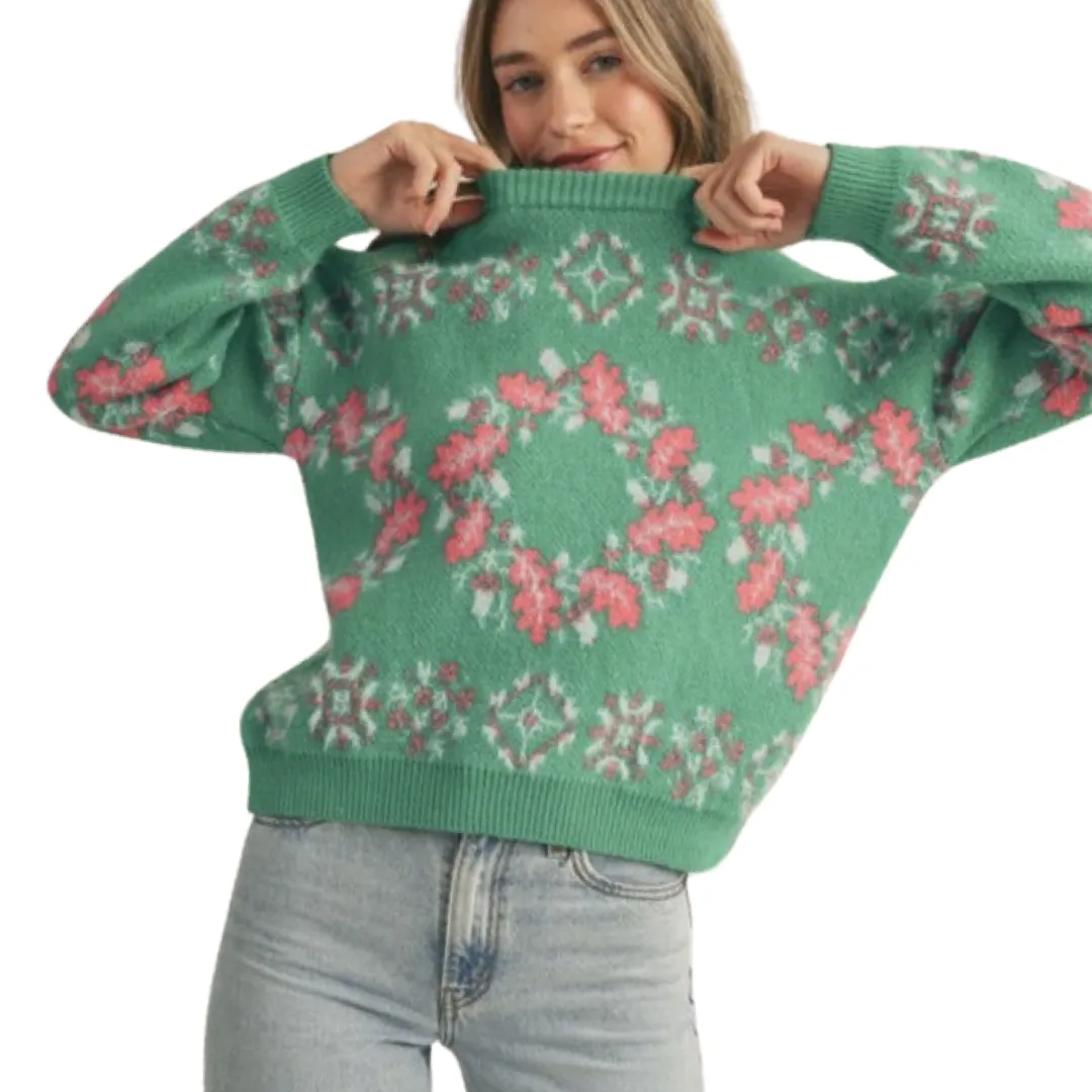 Apparel- En Merci Mixed Knit Faire Isle Sweater