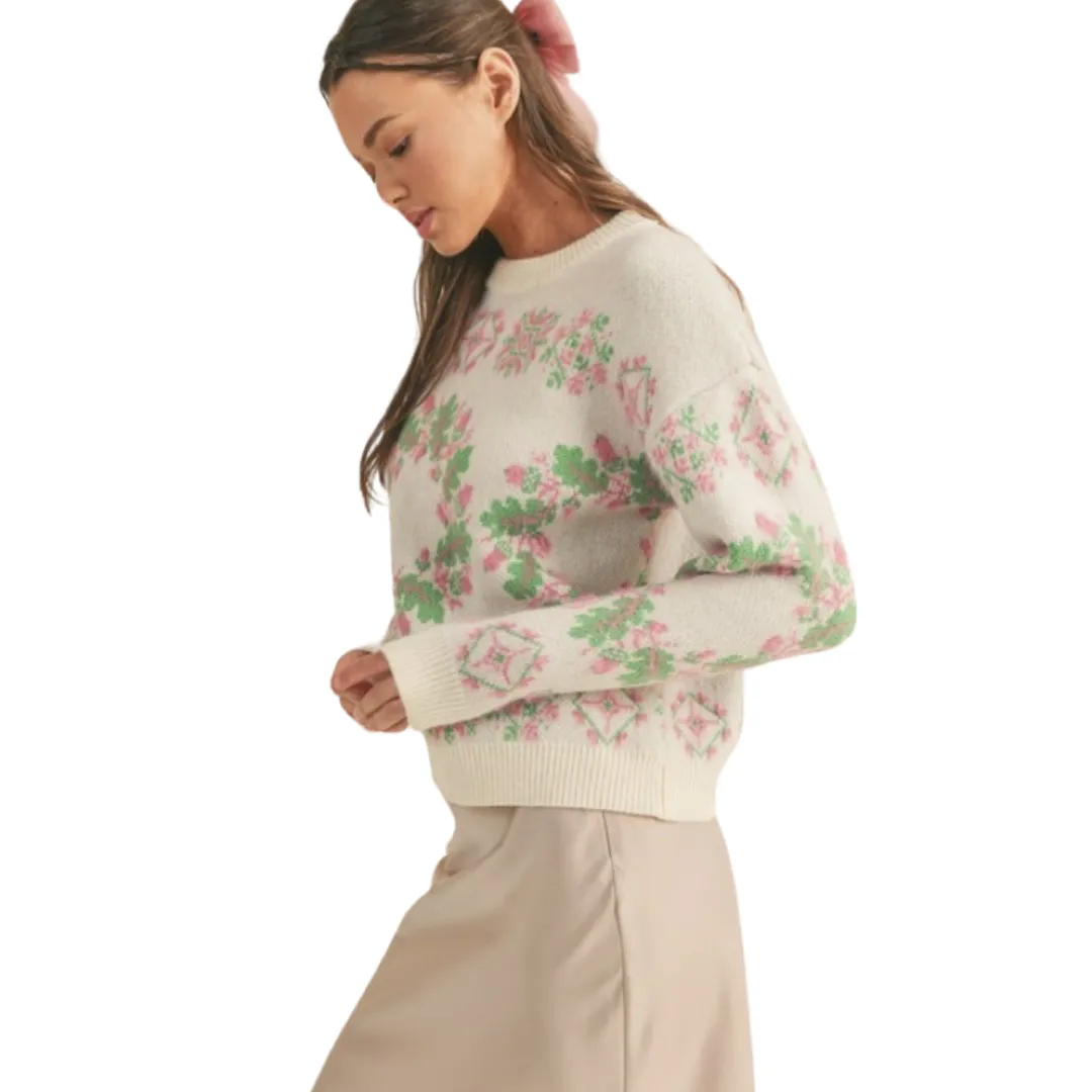 Apparel- En Merci Mixed Knit Faire Isle Sweater