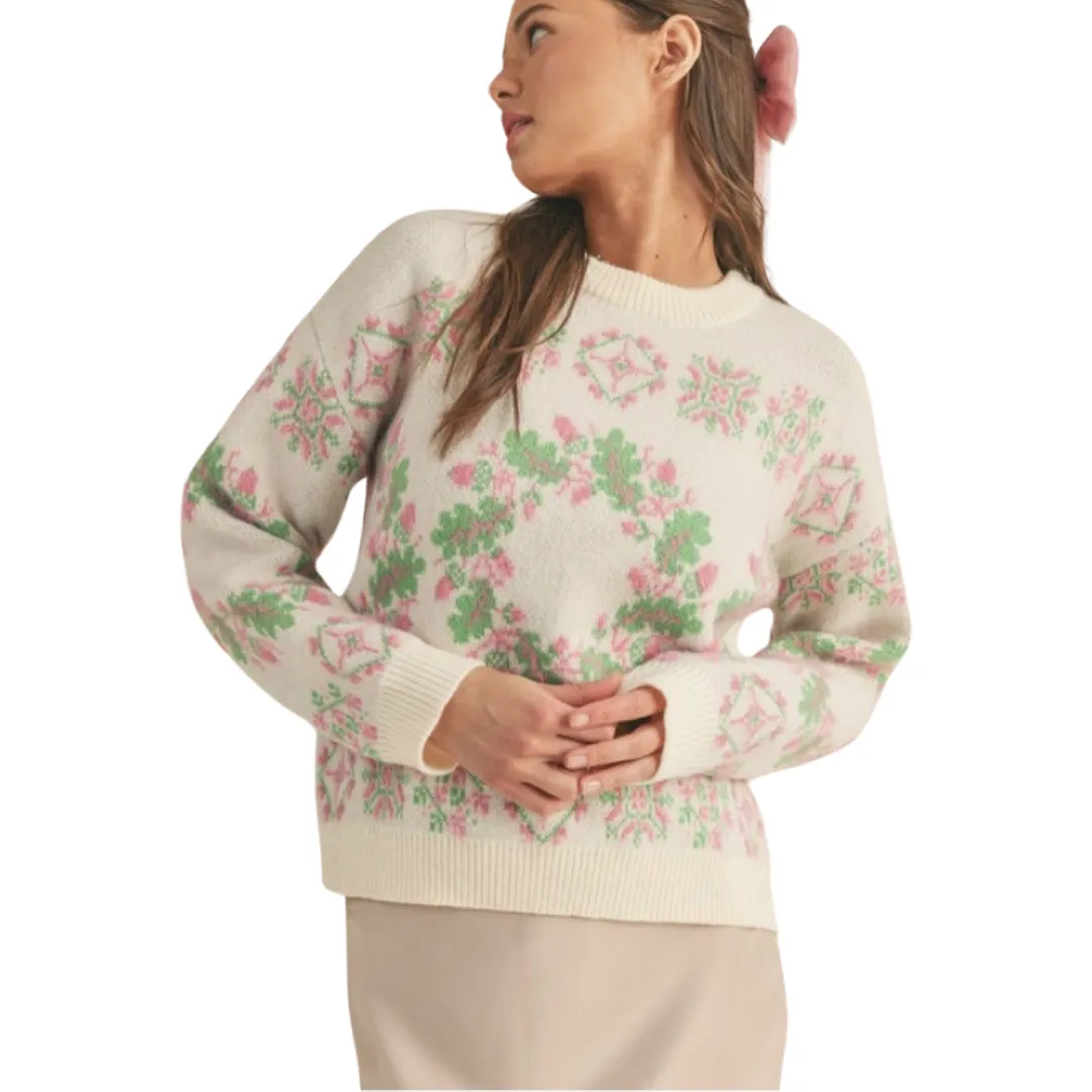 Apparel- En Merci Mixed Knit Faire Isle Sweater