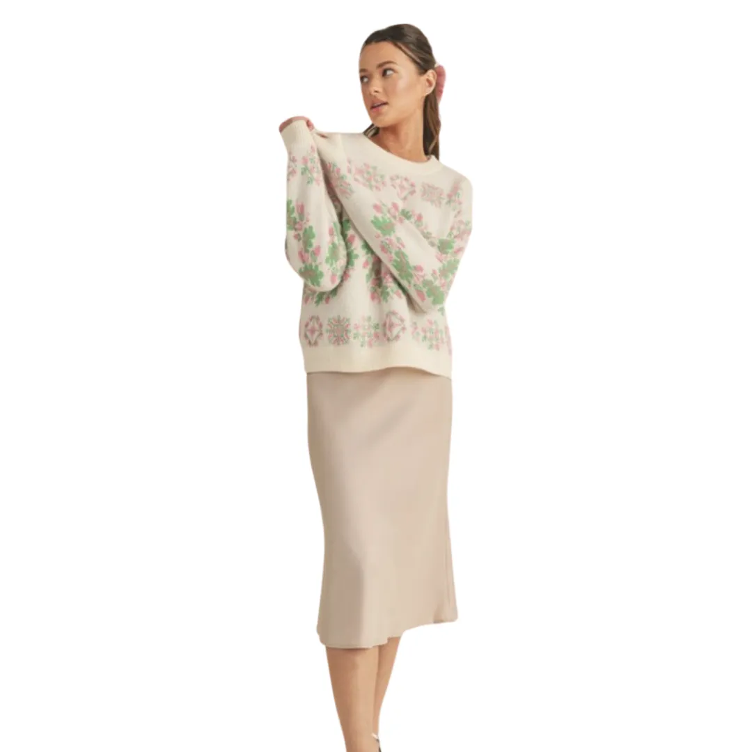 Apparel- En Merci Mixed Knit Faire Isle Sweater
