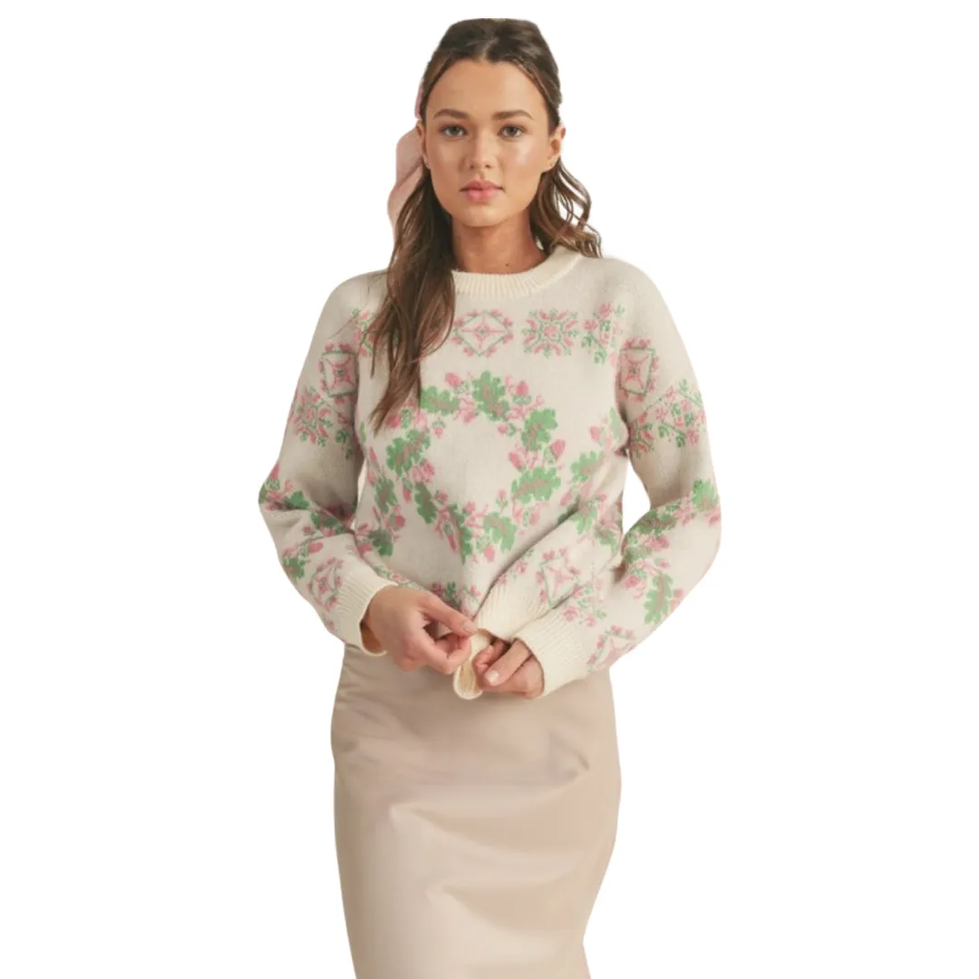 Apparel- En Merci Mixed Knit Faire Isle Sweater