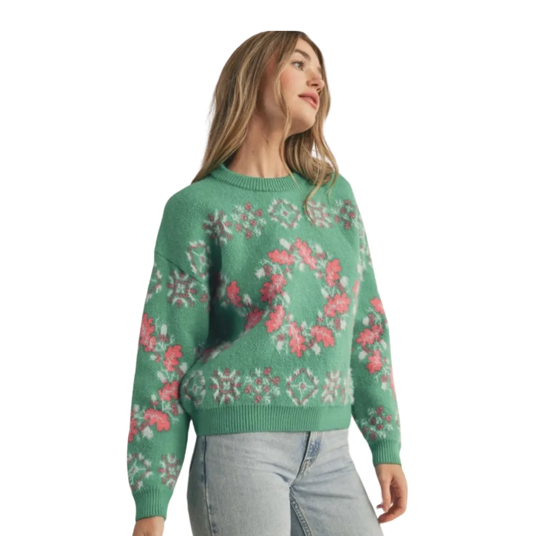Apparel- En Merci Mixed Knit Faire Isle Sweater