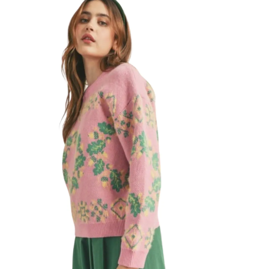 Apparel- En Merci Mixed Knit Faire Isle Sweater