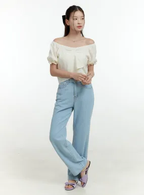 Ava Light Washed Straight Jeans OL430