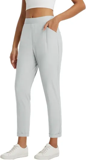 baleaf Womens Travel Pants Stretch with Zipper Pockets Petite Ankle Dressy Work Business Casual Golf Slacks