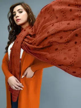 Broshia Viscose Crush Scarf - Dark Orange