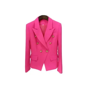 Classic Double-Breasted Blazer Metal Buttons Slim Fit
