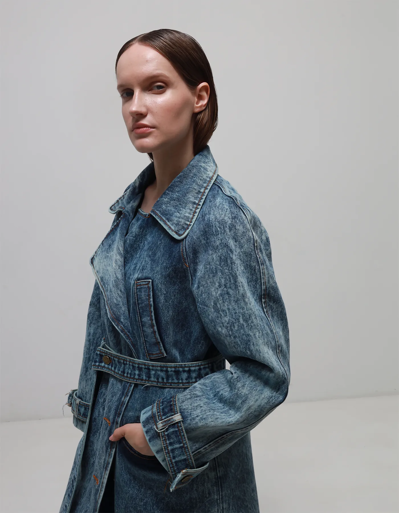 Denim trench