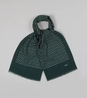 Drake's Polka Dot Wool Scarf / Green