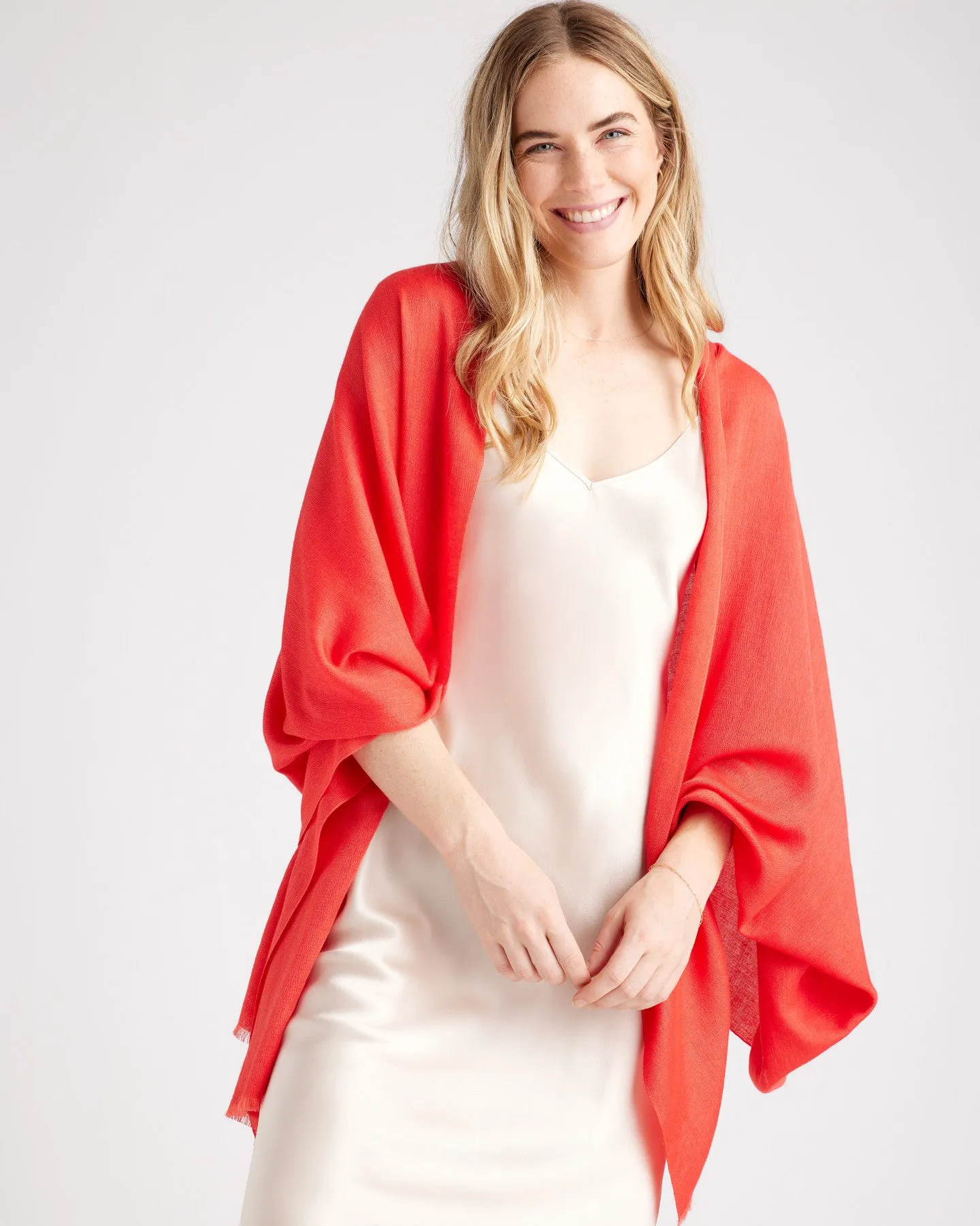 Featherweight Cashmere Silk Frayed Edge Scarf