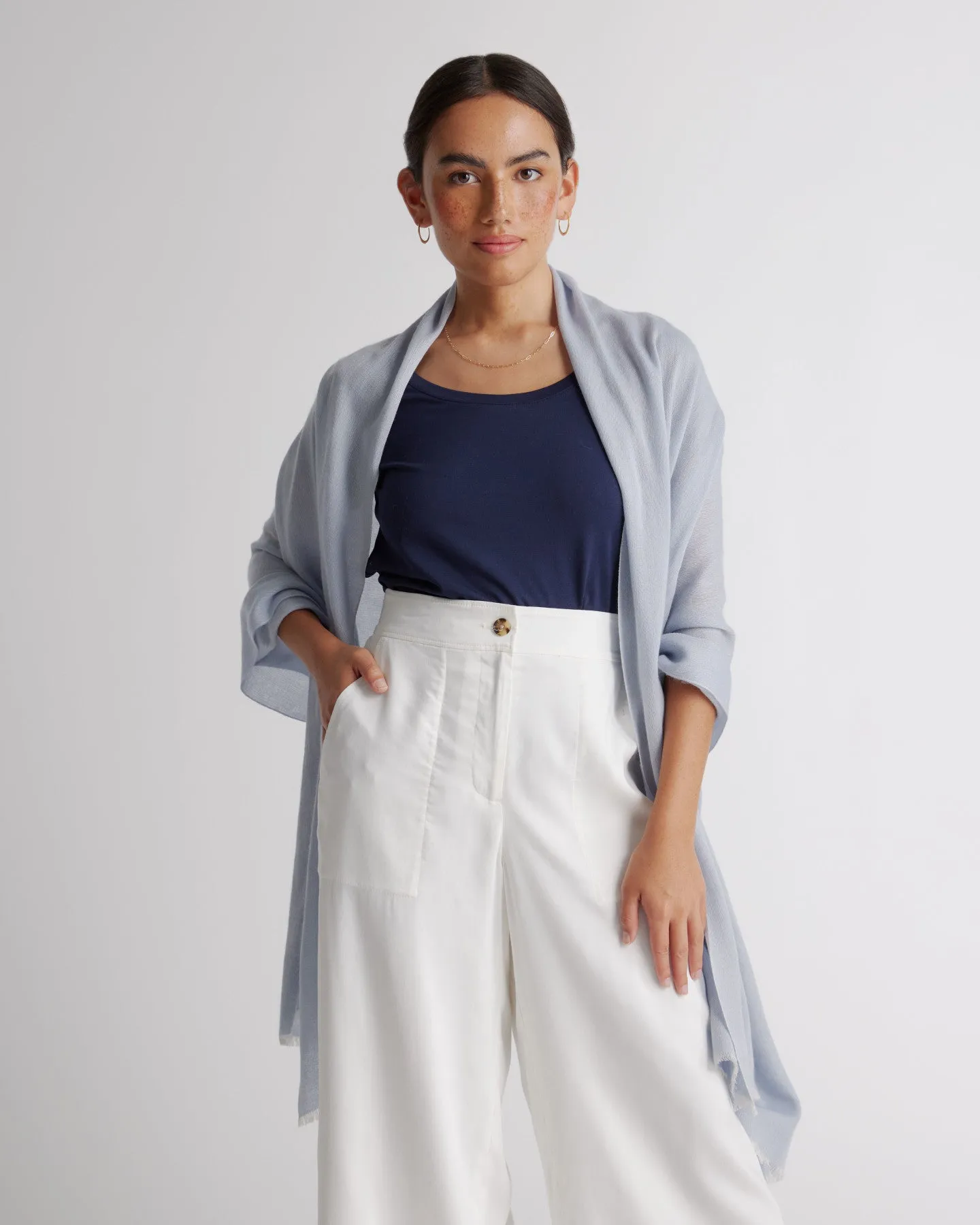 Featherweight Cashmere Silk Frayed Edge Scarf