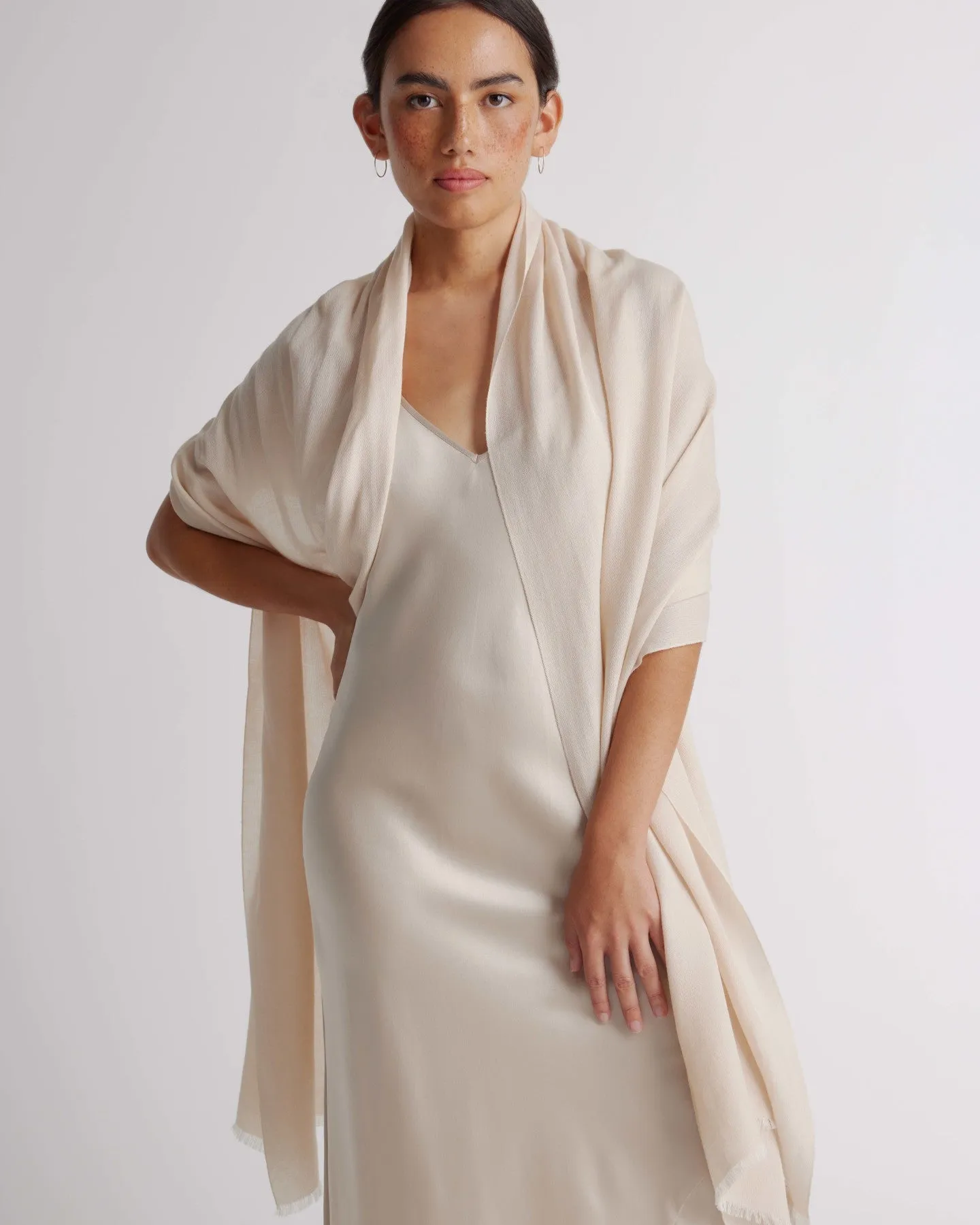 Featherweight Cashmere Silk Frayed Edge Scarf
