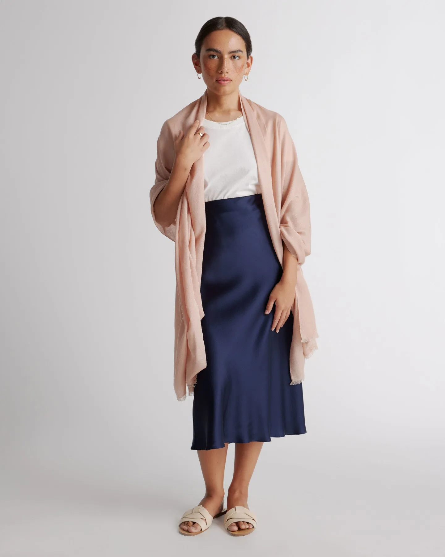 Featherweight Cashmere Silk Frayed Edge Scarf