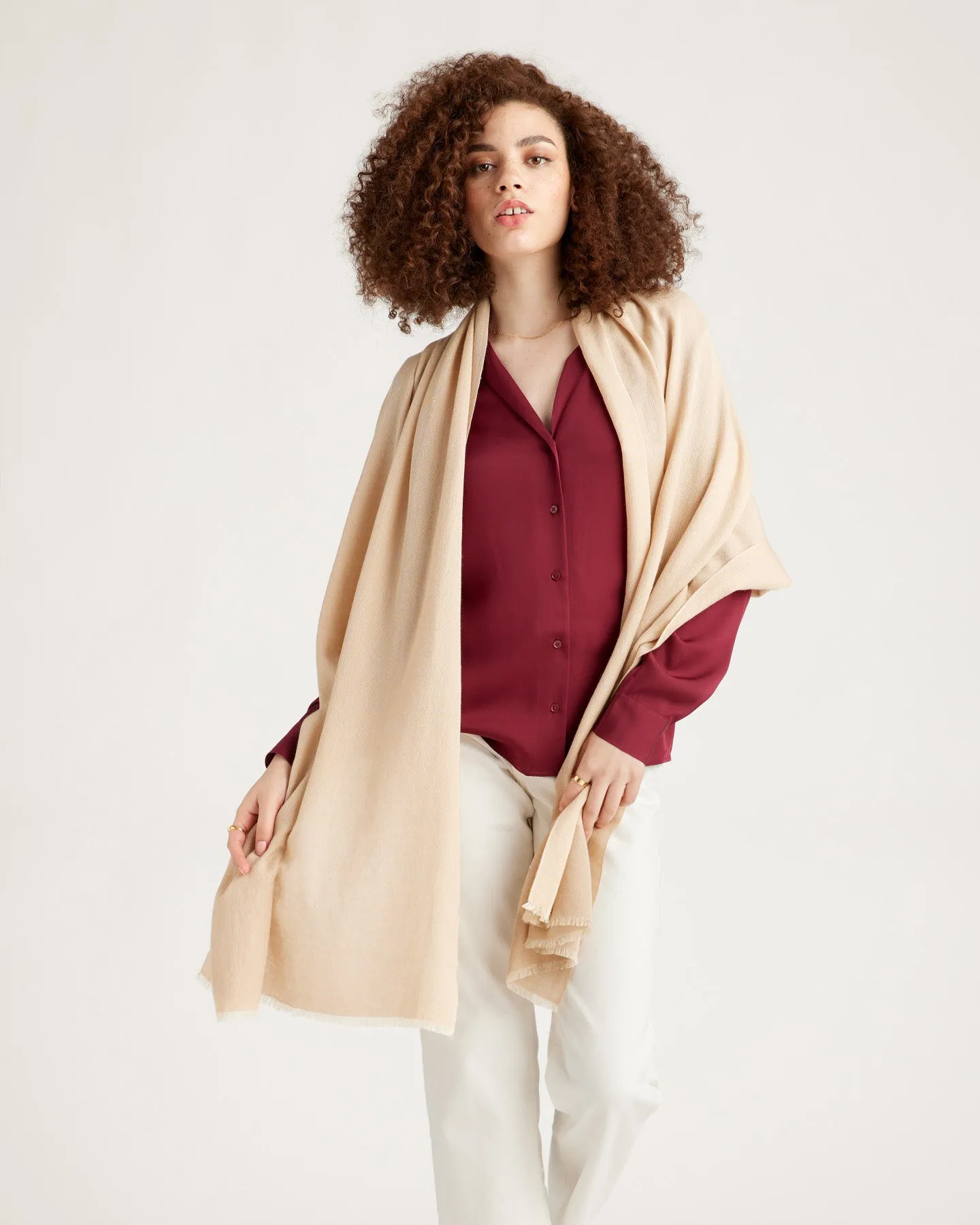 Featherweight Cashmere Silk Frayed Edge Scarf