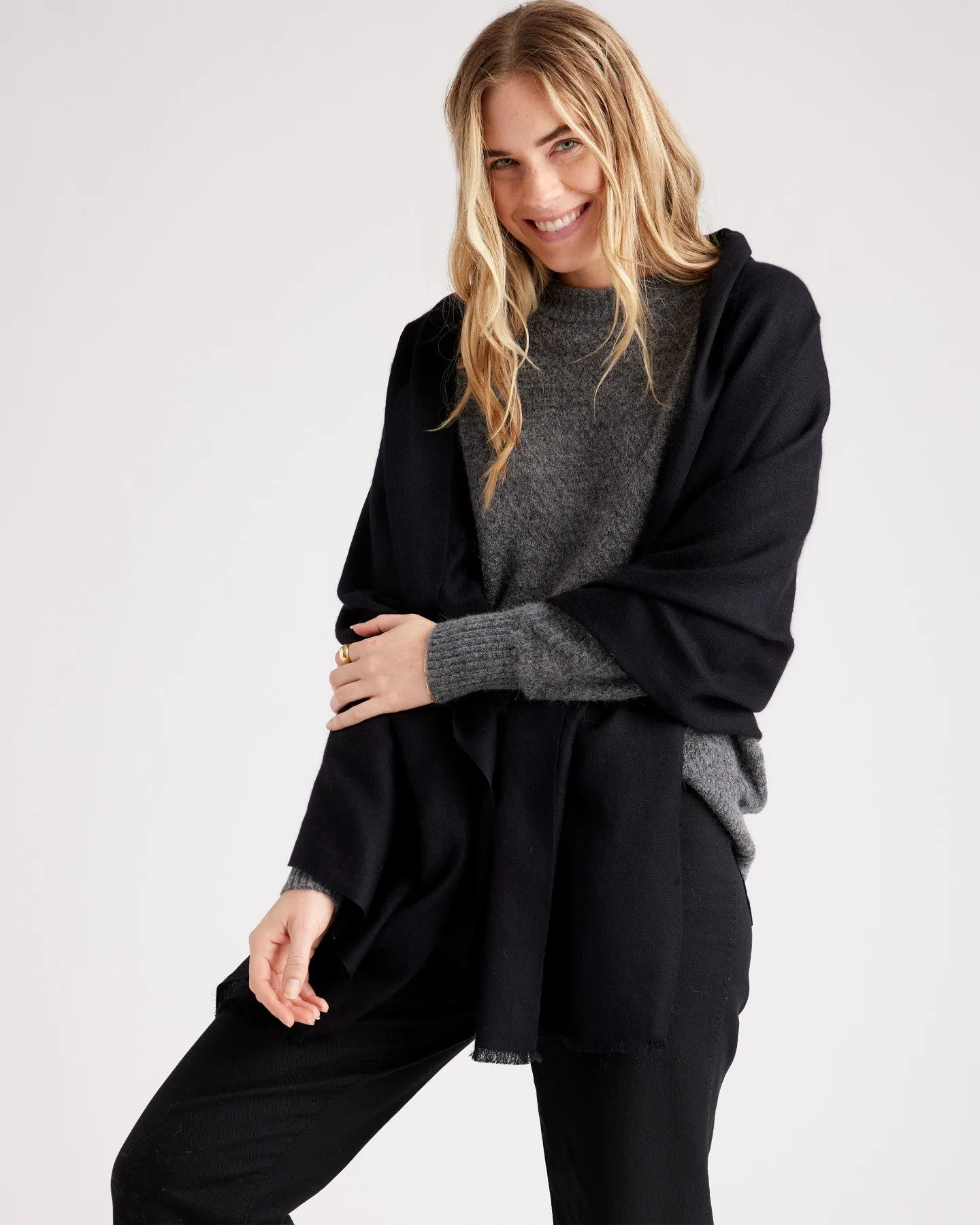 Featherweight Cashmere Silk Frayed Edge Scarf