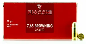 Fiocchi 32AP Classic Line 32 Automatic Colt Pistol (ACP) 73 GR Full Metal Jacket 50 Bx/ 20 Cs