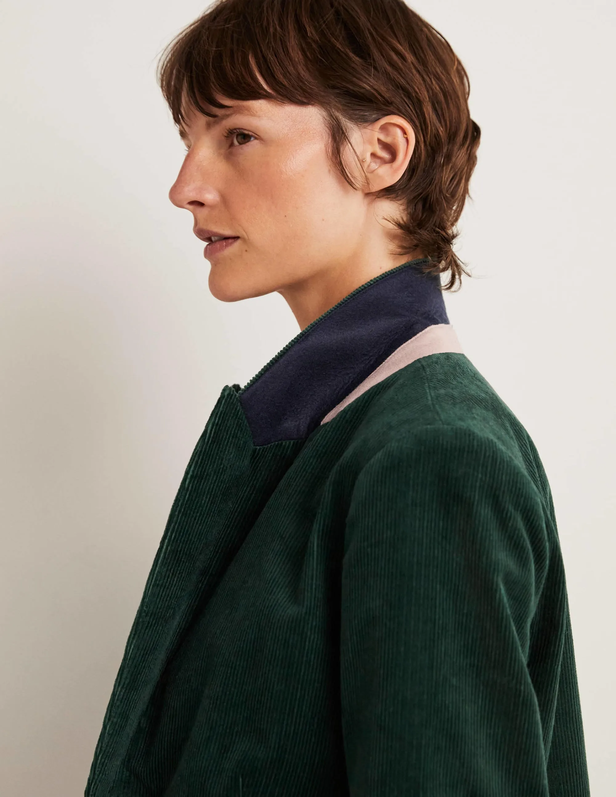 Fitted Corduroy Blazer-Trekking Green