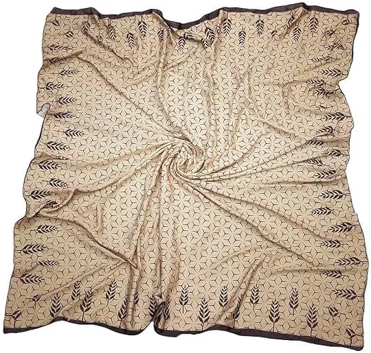 Four Leaf Women's Polyester Satin Silk Square Printed Scarf Pack of 2