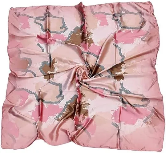 Four Leaf Women's Polyester Satin Silk Square Printed Scarf Pack of 2