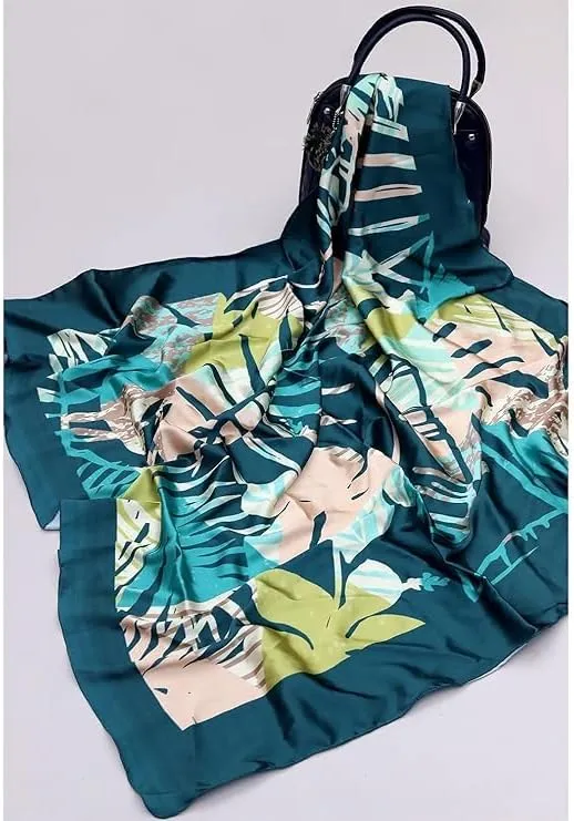 Four Leaf Women's Polyester Satin Silk Square Printed Scarf Pack of 2
