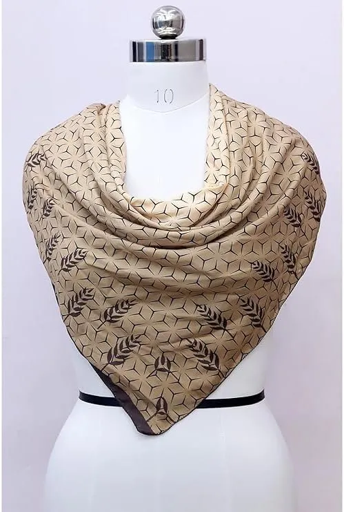 Four Leaf Women's Polyester Satin Silk Square Printed Scarf Pack of 2