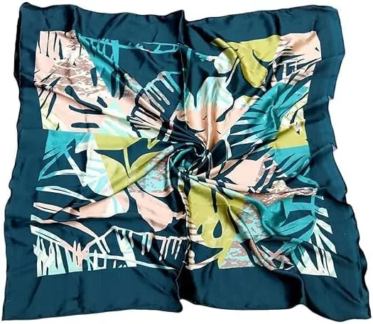 Four Leaf Women's Polyester Satin Silk Square Printed Scarf Pack of 2