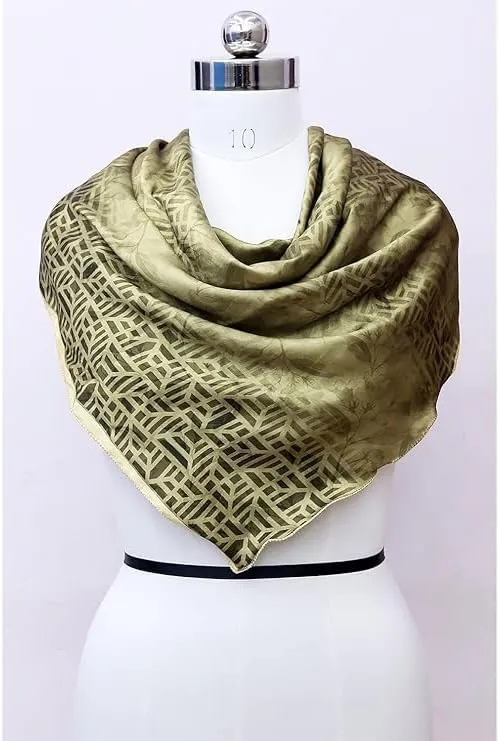 Four Leaf Women's Polyester Satin Silk Square Printed Scarf Pack of 2