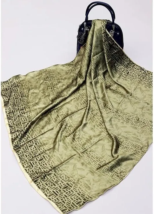 Four Leaf Women's Polyester Satin Silk Square Printed Scarf Pack of 2