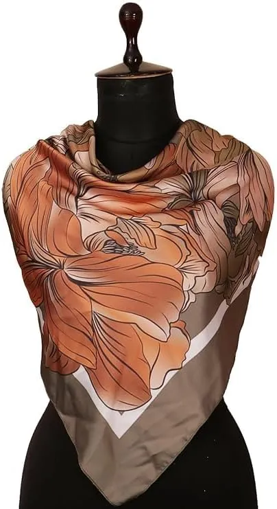 Four Leaf Women's Polyester Satin Silk Square Printed Scarf Pack of 2
