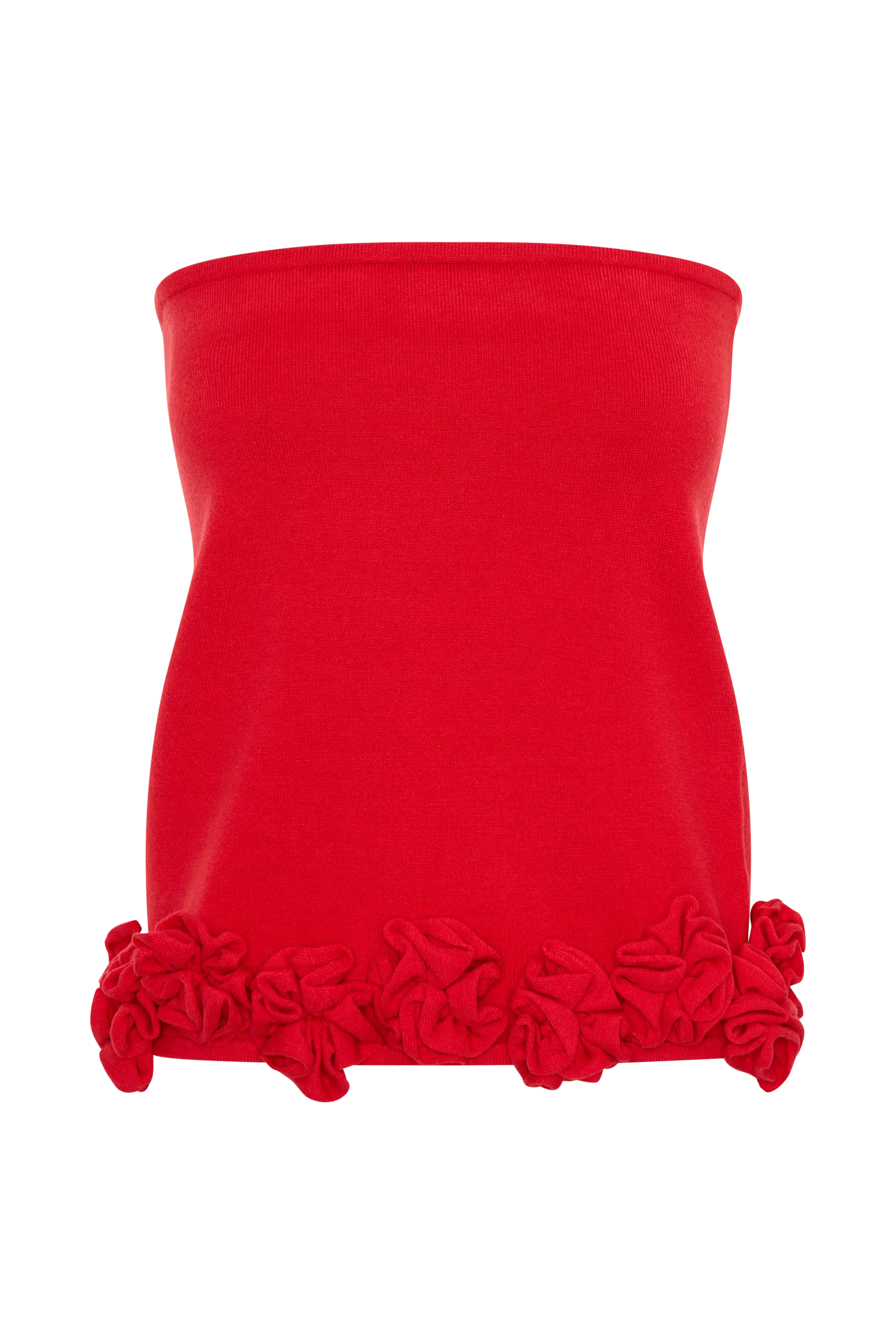 Gianna Knit Mini Skirt With Flowers - Red