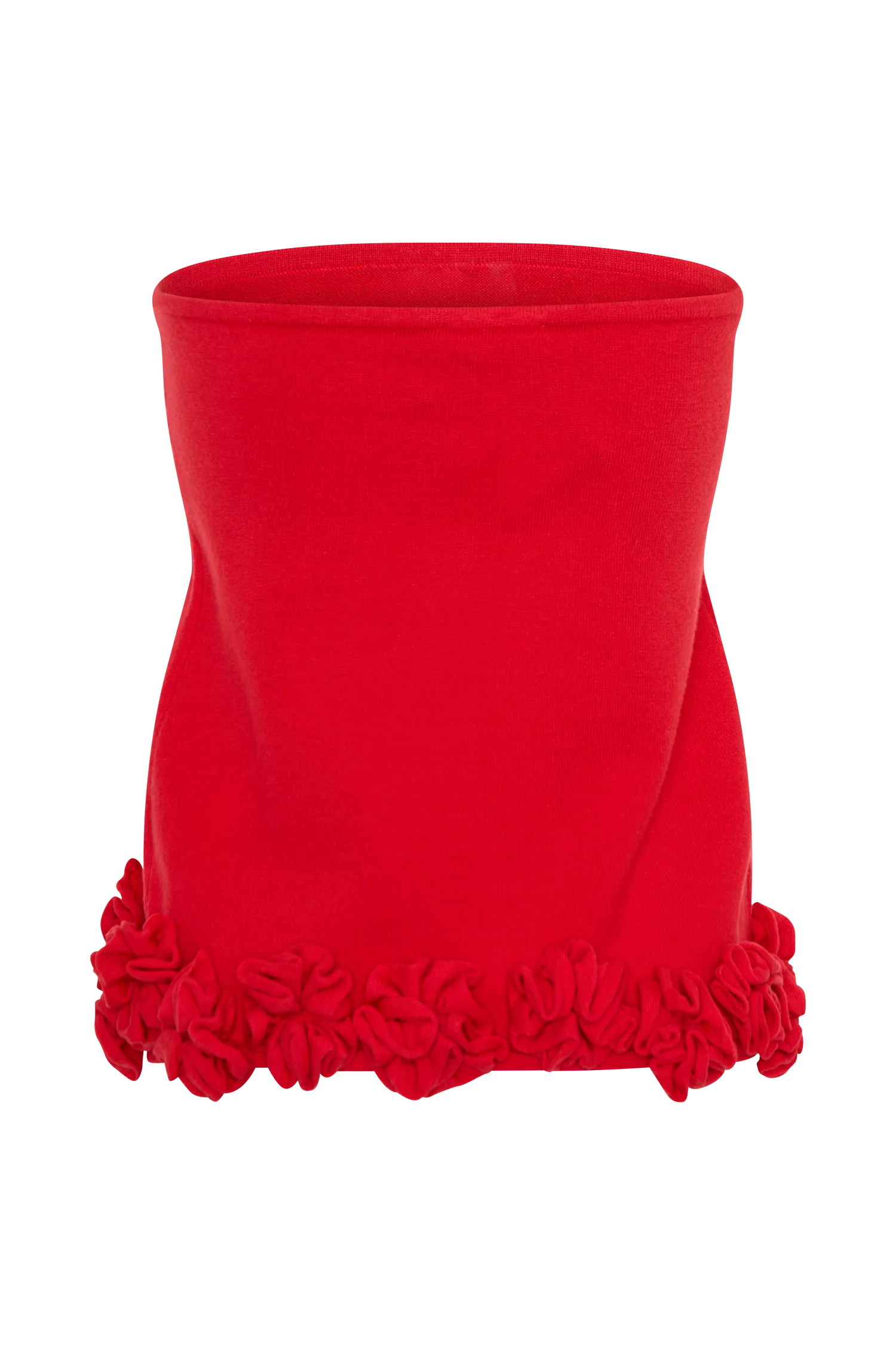 Gianna Knit Mini Skirt With Flowers - Red