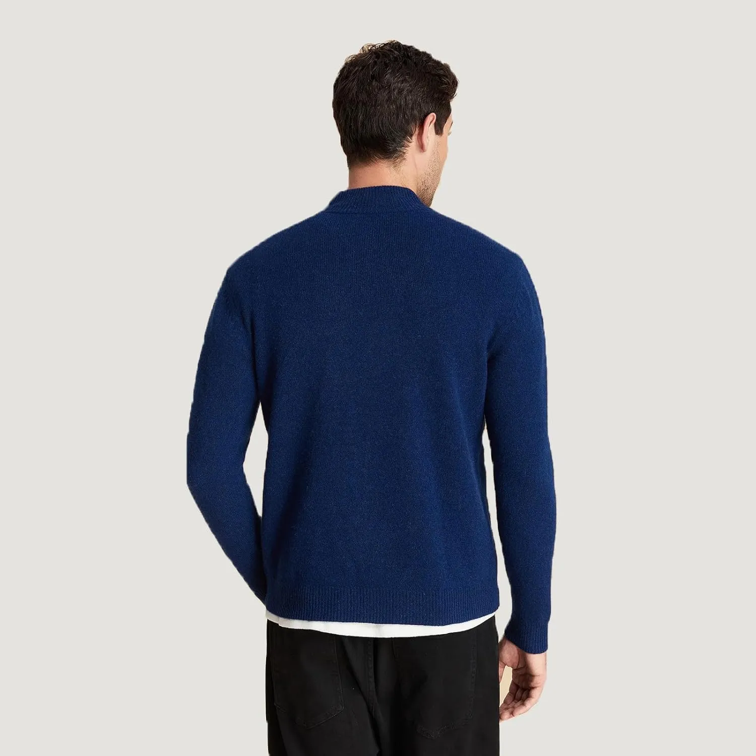 GreenMount Men's Quarter-Zip Sweater Cashmere Soft Long Sleeve Mock Neck Pullover Sweater Casual Sweater for Men