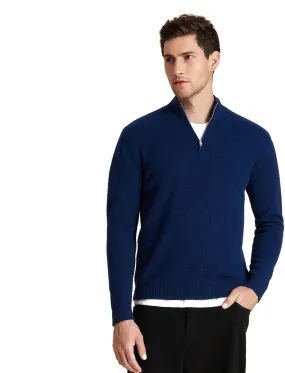 GreenMount Men's Quarter-Zip Sweater Cashmere Soft Long Sleeve Mock Neck Pullover Sweater Casual Sweater for Men