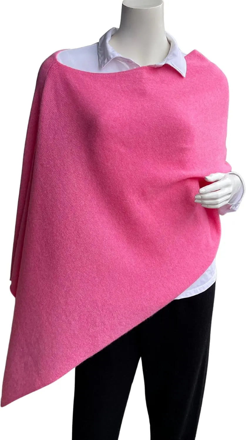 InCashmere 100% Pure Cashmere Women Poncho Sweater - Lightweight Warm Knitted Shawl Wrap - All Year Round Dress Topper Gift
