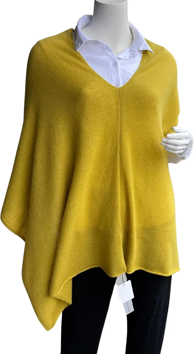InCashmere 100% Pure Cashmere Women Poncho Sweater - Lightweight Warm Knitted Shawl Wrap - All Year Round Dress Topper Gift