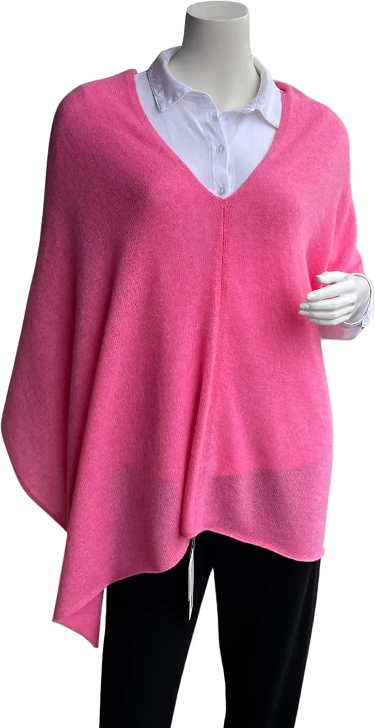 InCashmere 100% Pure Cashmere Women Poncho Sweater - Lightweight Warm Knitted Shawl Wrap - All Year Round Dress Topper Gift