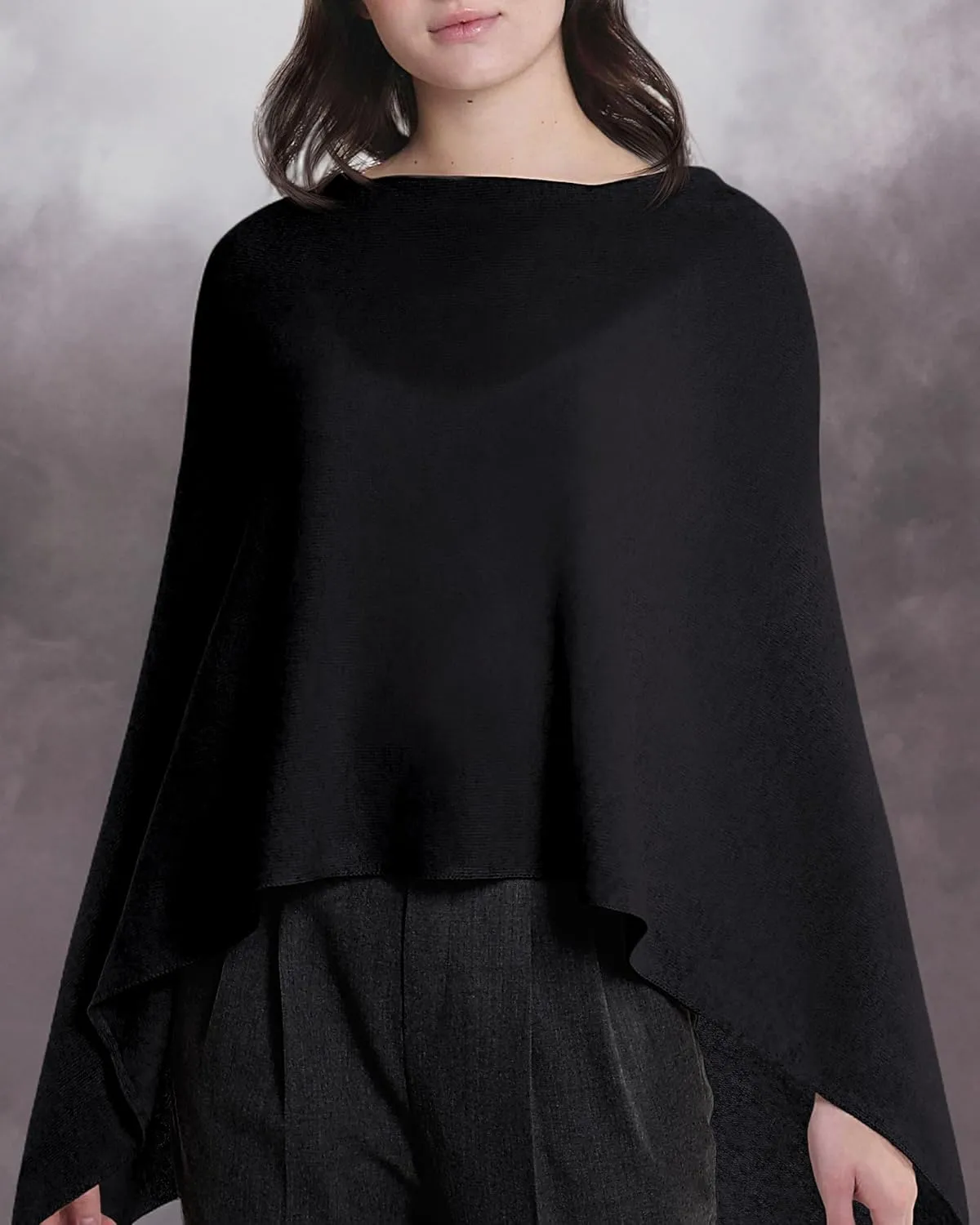 InCashmere 100% Pure Cashmere Women Poncho Sweater - Lightweight Warm Knitted Shawl Wrap - All Year Round Dress Topper Gift