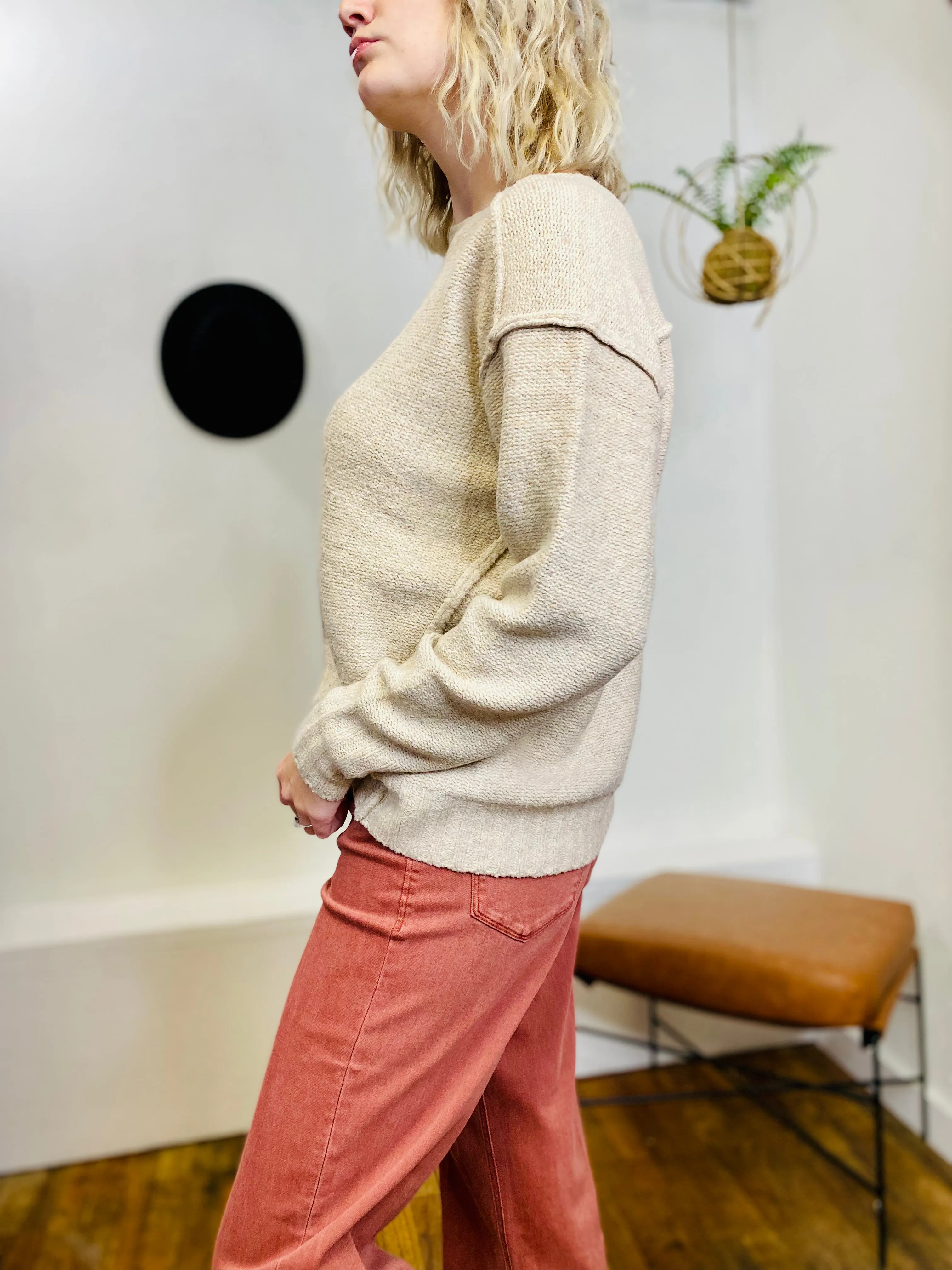 Jenna Raw Seam Soft Sweater DEAR JOHN
