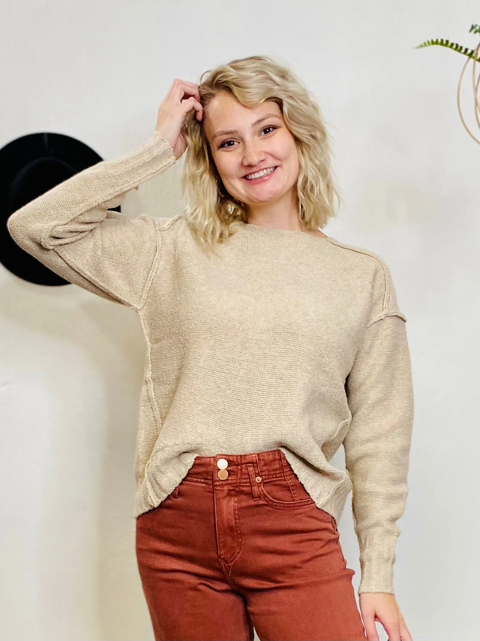 Jenna Raw Seam Soft Sweater DEAR JOHN