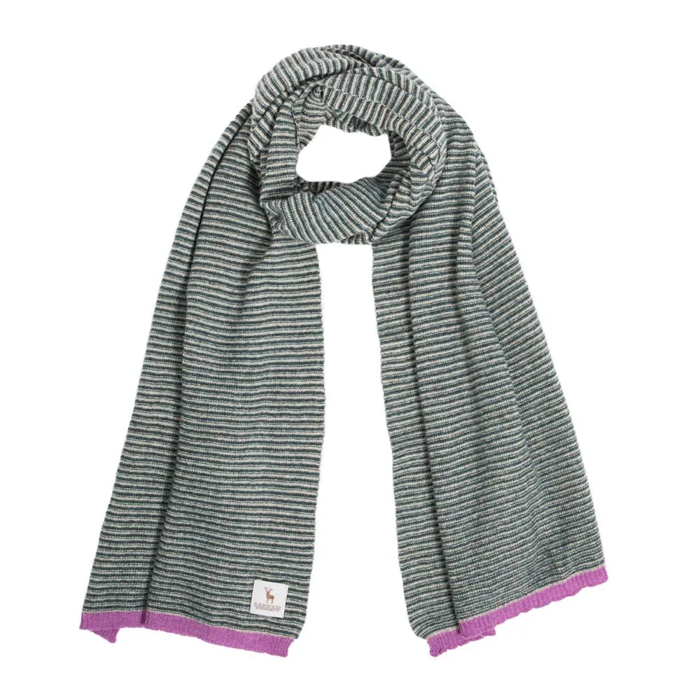 Ladies Lambswool Fine Stripe Scarf - Lugano