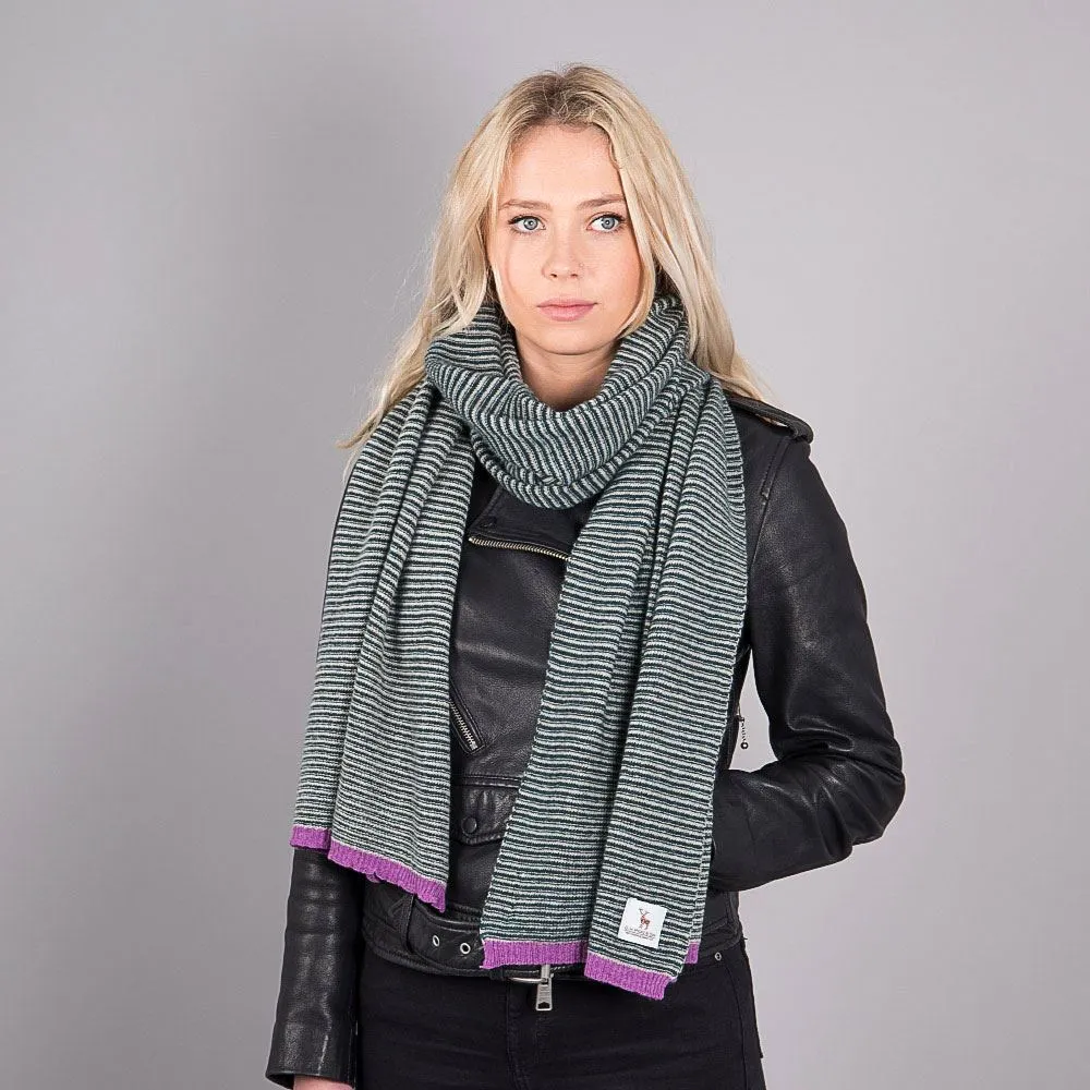 Ladies Lambswool Fine Stripe Scarf - Lugano