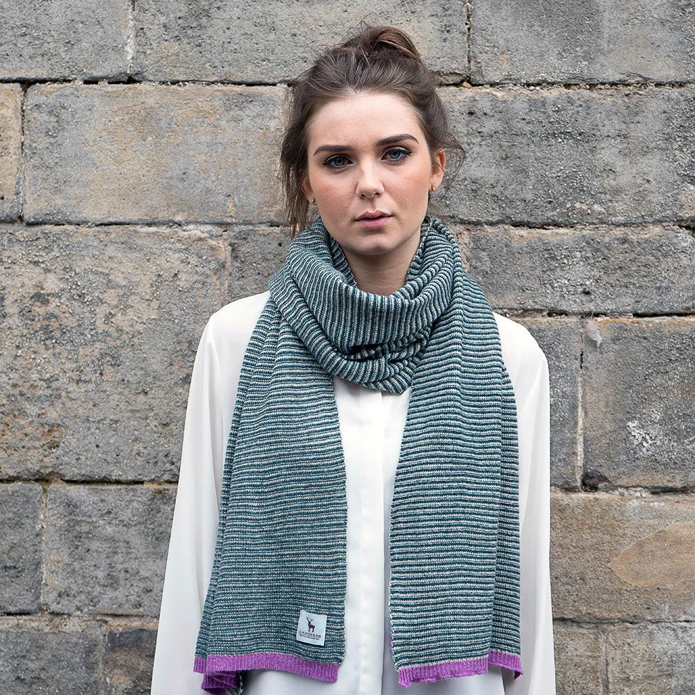 Ladies Lambswool Fine Stripe Scarf - Lugano